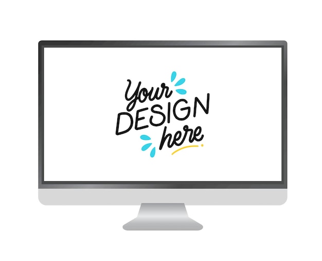 Computer monitor displaying Your Design Here for presentation mockup