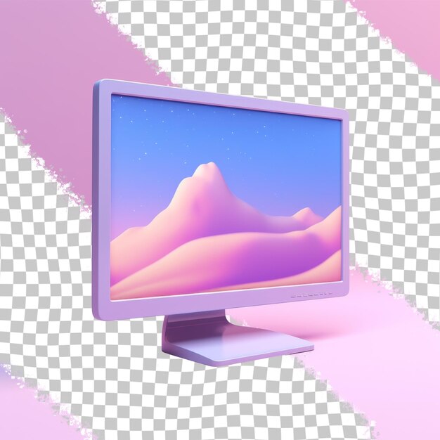 PSD computer monitor displays mountain background