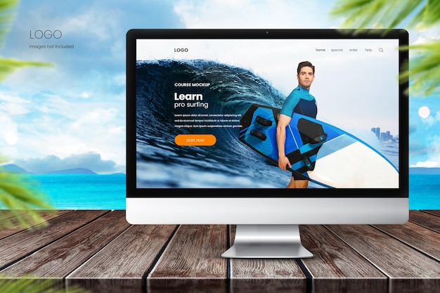 Computer Monitor mockup to showcase website designs and course mockups