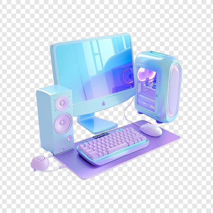 PSD a computer monitor with a colorful light on the screen