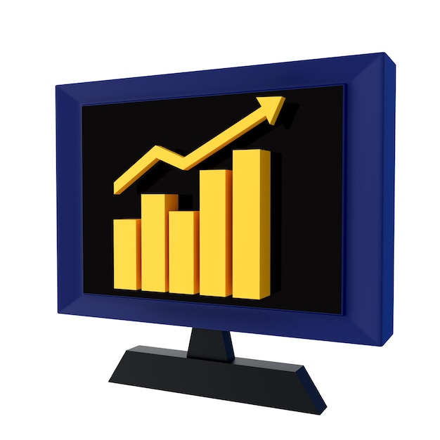 PSD a computer monitor with a graph of a bar chart