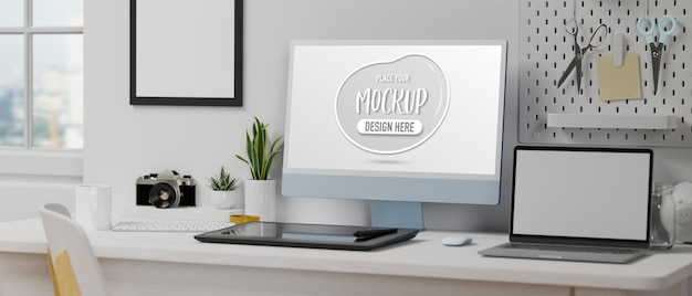 Computer monitor with mockup screen