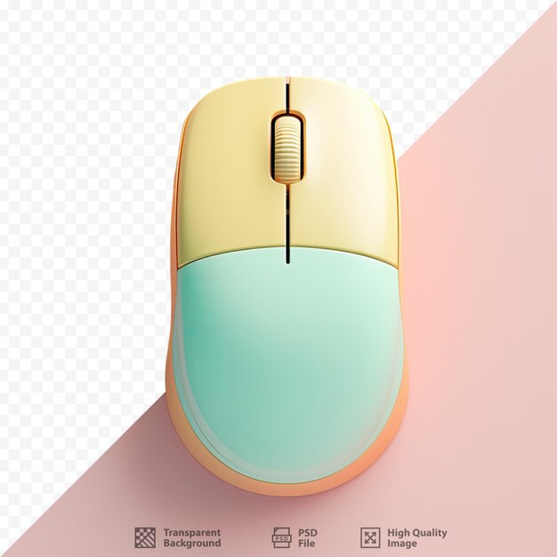 A computer mouse with a yellow cover and a red background.