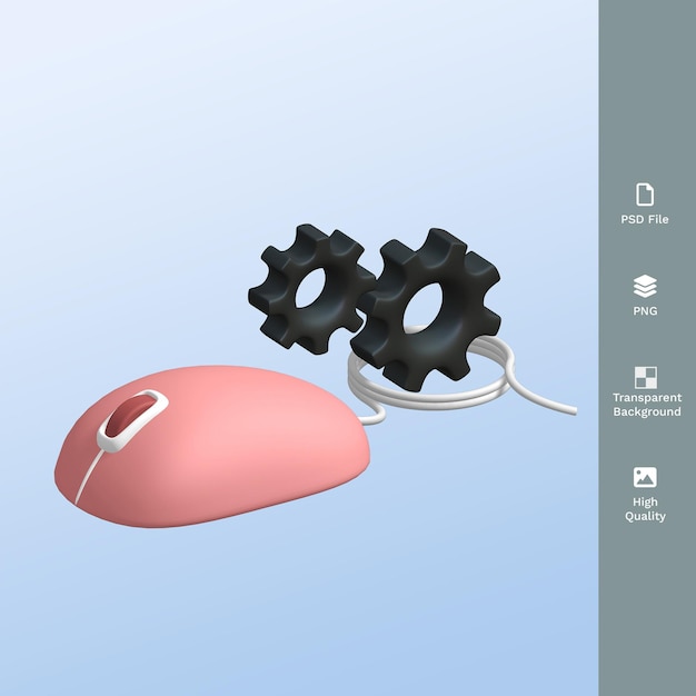 A computer pink mouse with gears