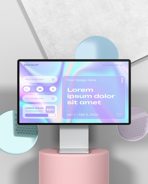 PSD computer on a podium mockup