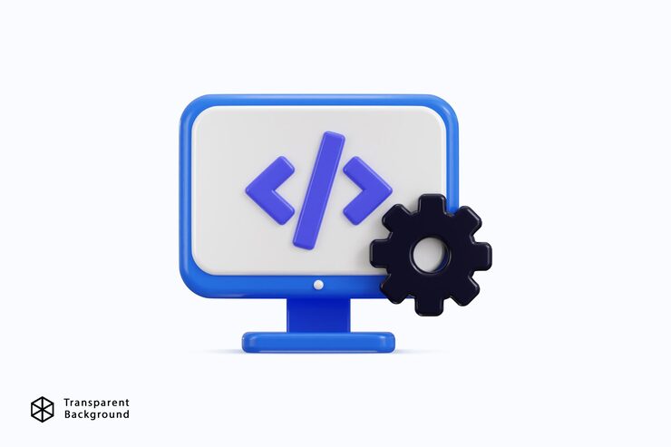 PSD computer and program code development coding icon screen it technologies website programming project