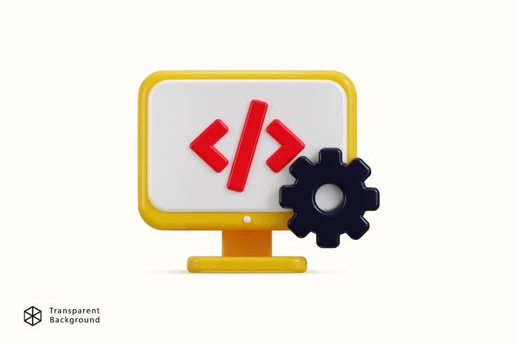 PSD computer and program code development coding icon screen it technologies website programming project
