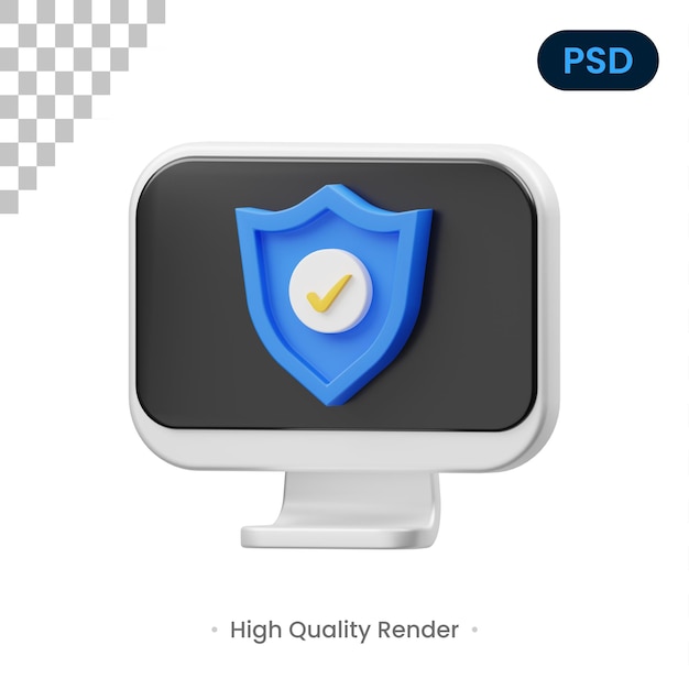 PSD computer protection 3d icon premium psd