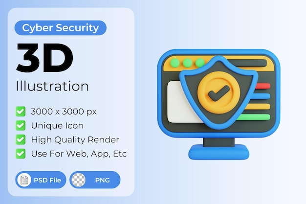 PSD 컴퓨터 보호 3d 그림