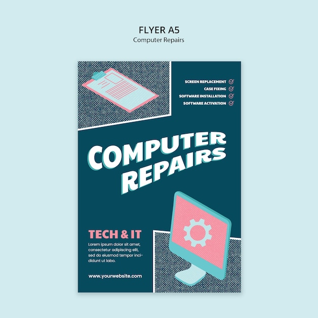 PSD computer repair template design