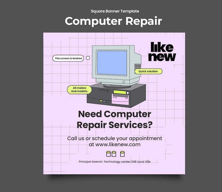 PSD computer repair  template design