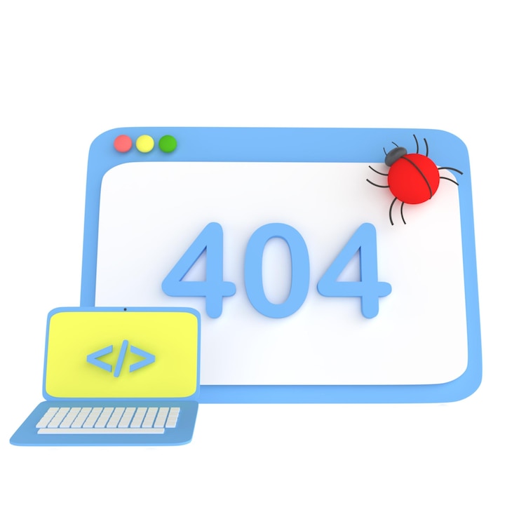 PSD a computer screen with a 404 on it