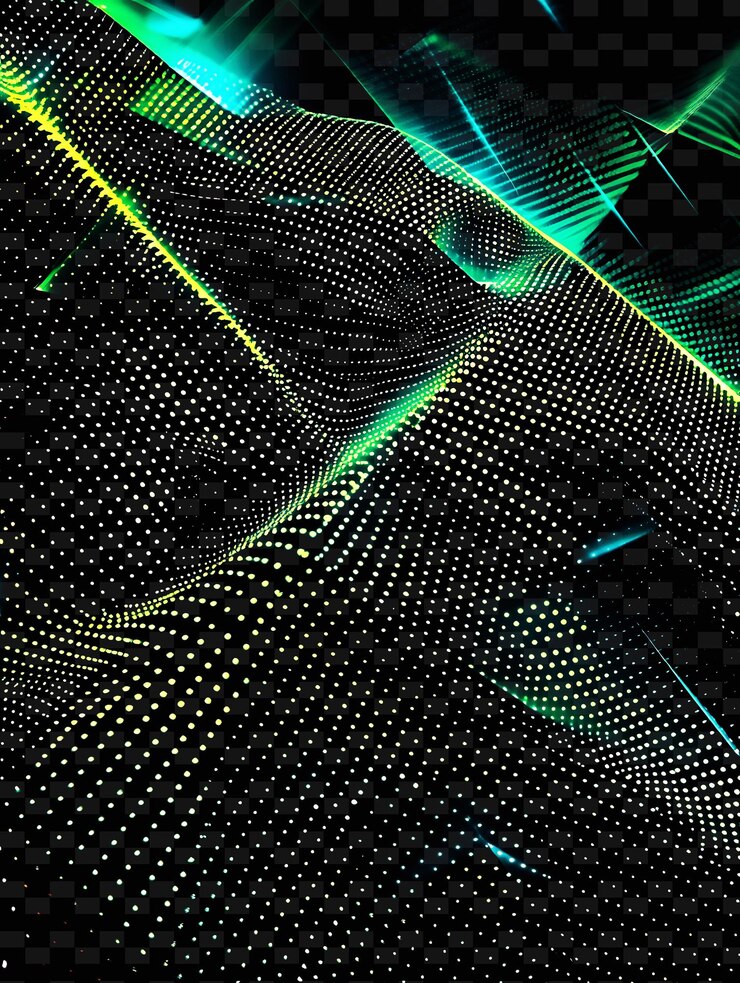 PSD a computer screen with a green and blue background with a pattern of dots and dots