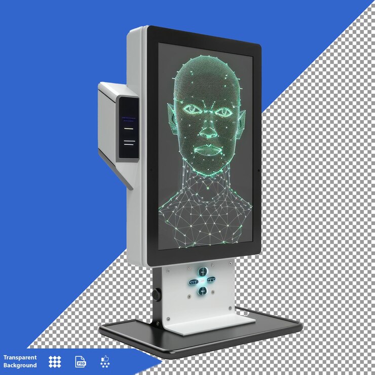 a computer screen with a human face on it