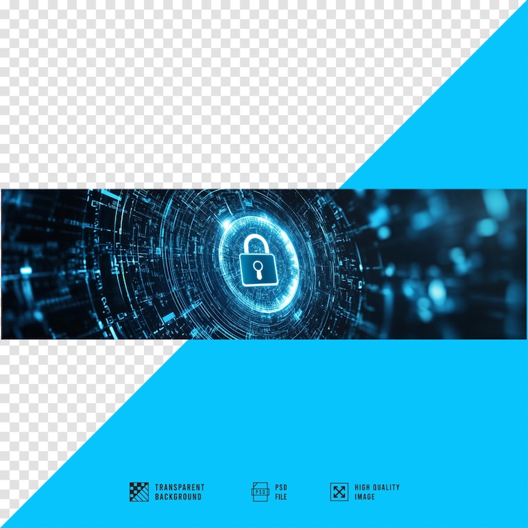 PSD a computer screen with a lock on it and a blue background