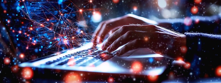 PSD a computer screen with a person typing on it