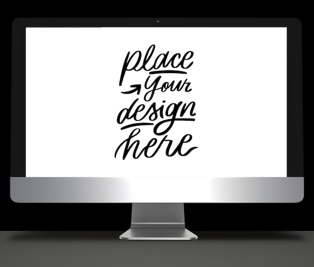 PSD a computer screen with a place your design here on it