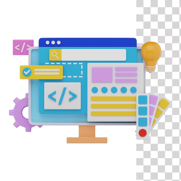 a computer screen with a web page and a set of icons.
