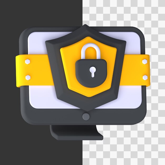 PSD グラフィック アセット web プレゼンテーションまたはその他の 3 d レンダリングでのコンピューター セキュリティ