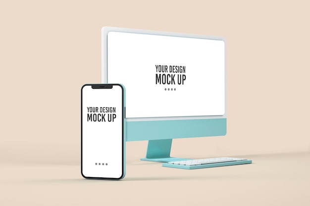 Computer and smartphone mockup