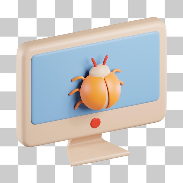 PSD computer virus 3d icon