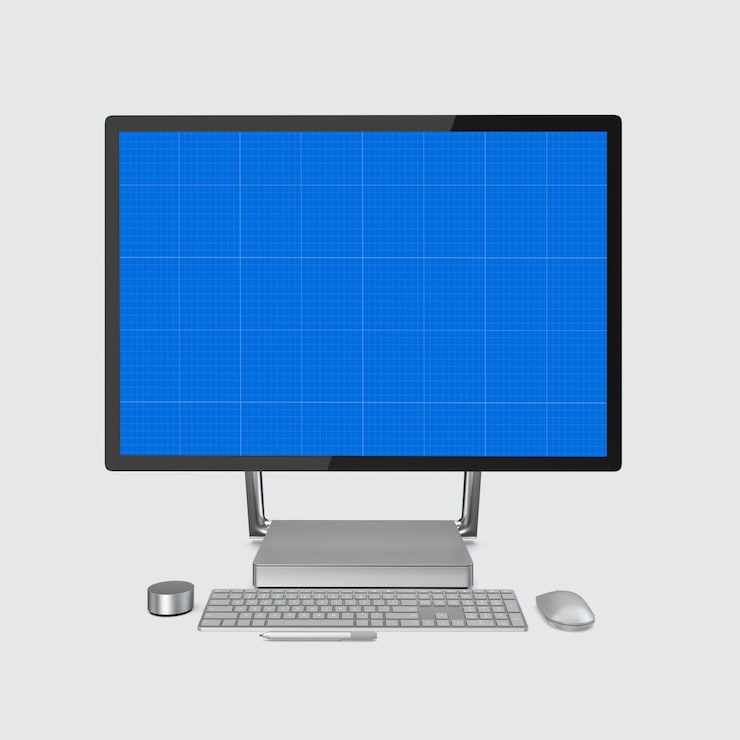 PSD computer voorkant mockup