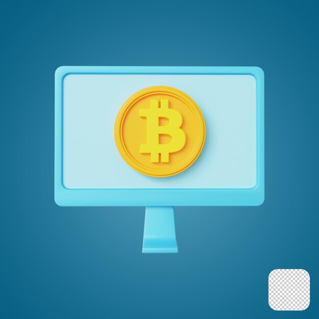 Computer con rendering 3d bitcoin