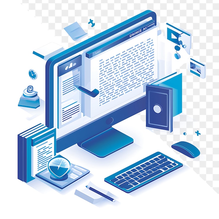 PSD a computer with a blue and black design on the top of it