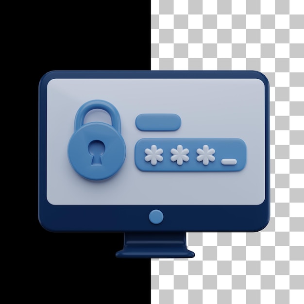 PSD computerwachtwoord 3d-pictogram