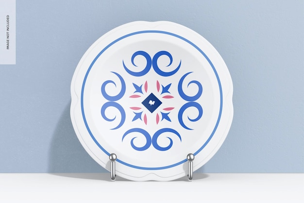 concave ceramic plate mockup front view