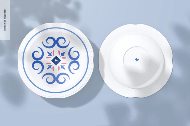 PSD concave ceramic plates mockup top view