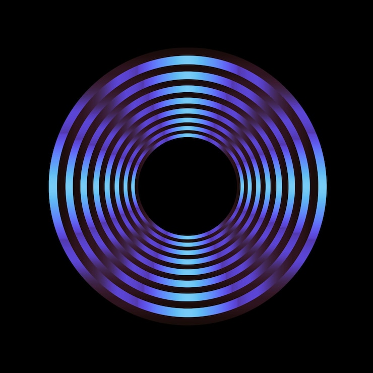 PSD concentric circles of blue and purple light