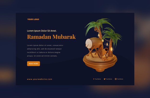 Concept of banner elegant ramadan mubarak decoration festival