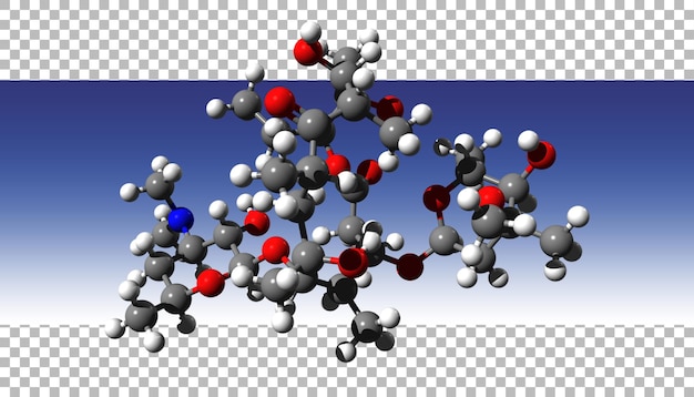 PSD concept of molecule 3d rendering with transparent background.