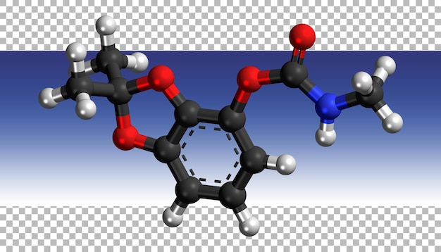 Concetto di molecola rendering 3d con sfondo trasparente.