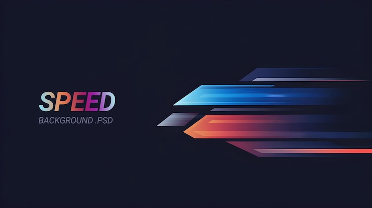 PSD концепция rush с градиентом линий скорости на темном фоне