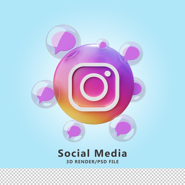 Concept of social networks 3d instagram logo