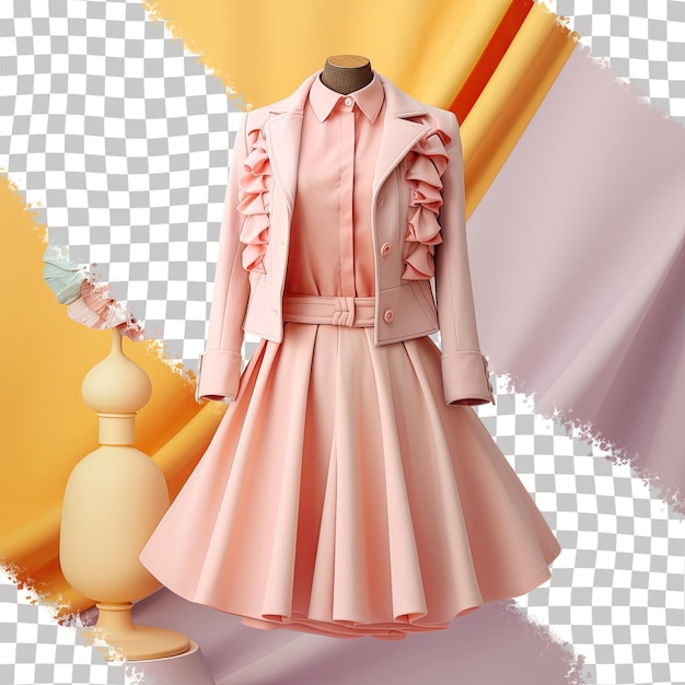 PSD concept for women s clothing formal outfit consisting of a skirt top and coat transparent background