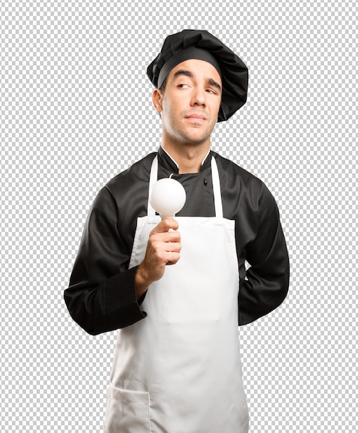 concept of a young chef having an idea