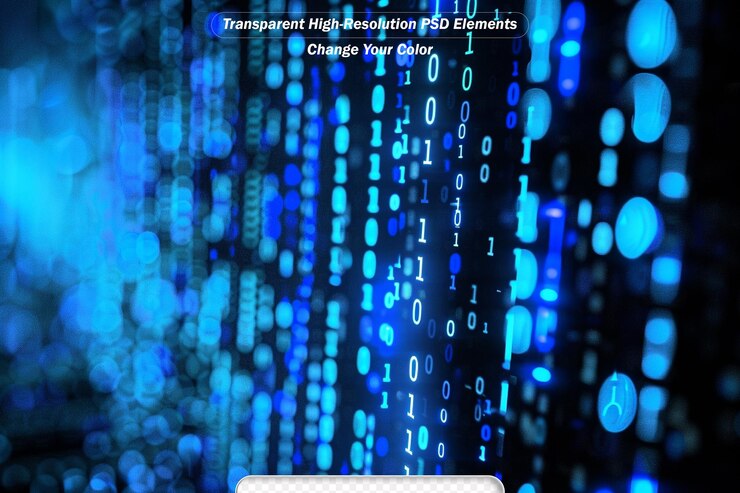 PSD conceptual illustration of a computer network with zeros and ones side by side