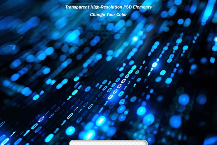 PSD conceptual illustration of a computer network with zeros and ones side by side