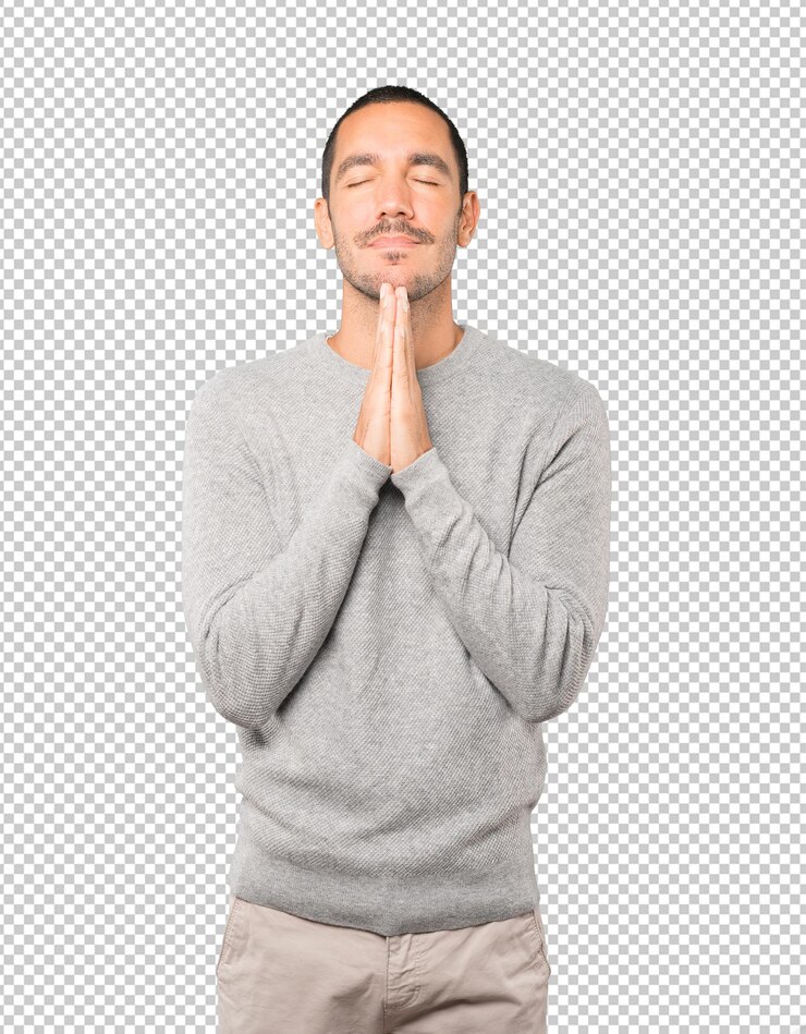 PSD concerned young man praying gesture
