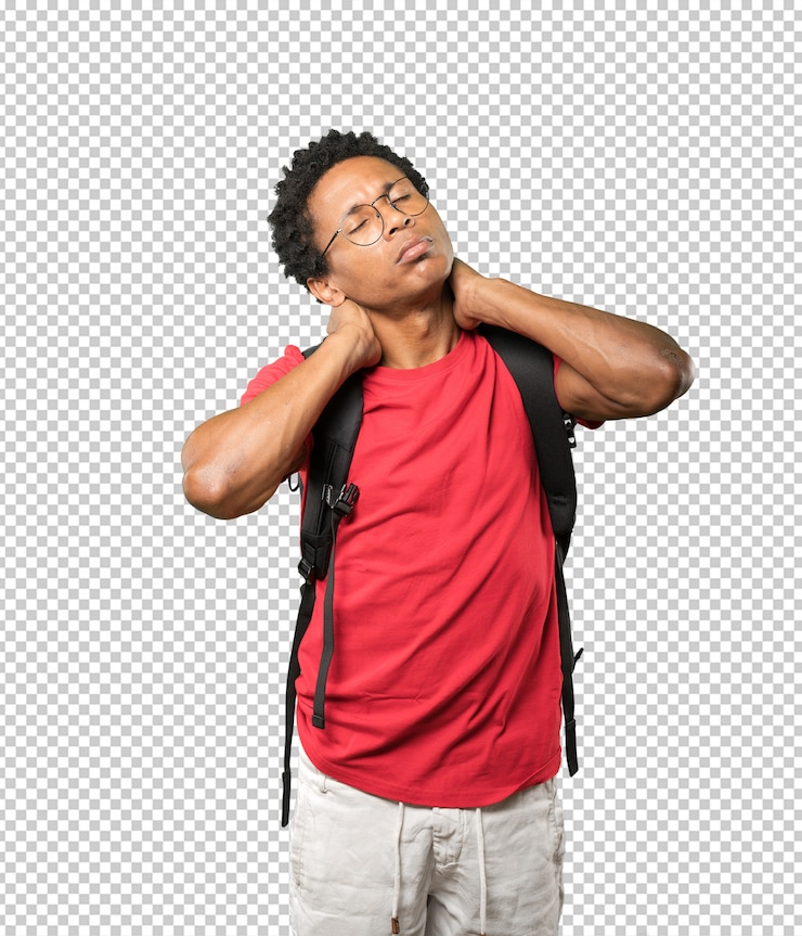 PSD concerned young man with a gesture of pain