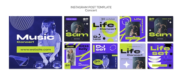 PSD concert fun instagram posts template