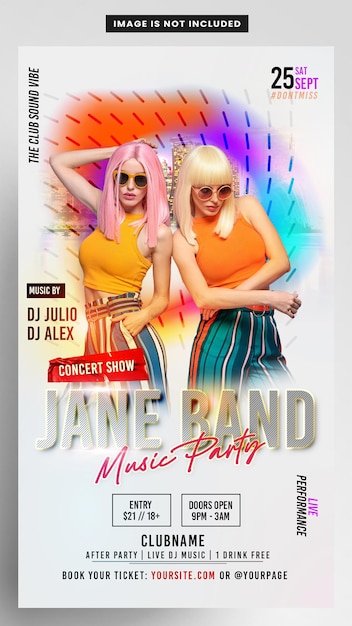 PSD concert live party music instagram story flyer