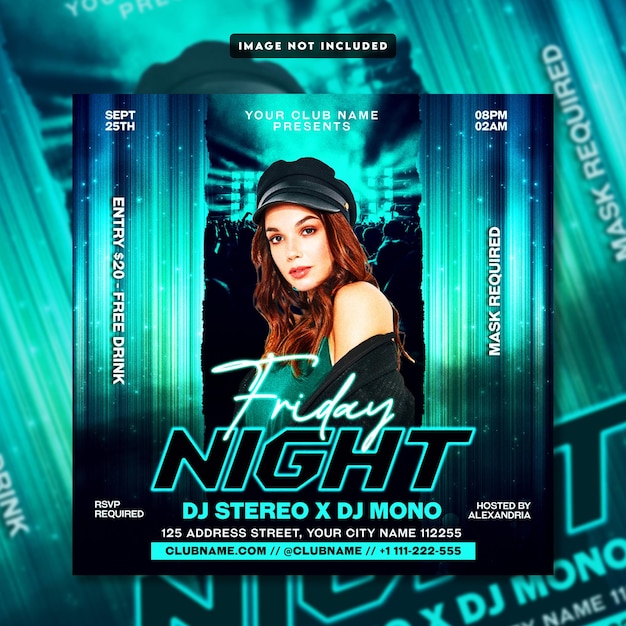 Concert night flyer social media template