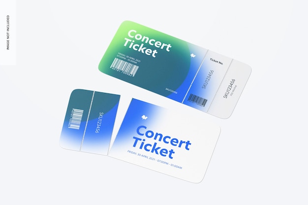 Concert ticket mockup, perspectief