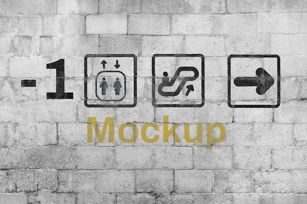 Concrete block sign mockup on textured wall
