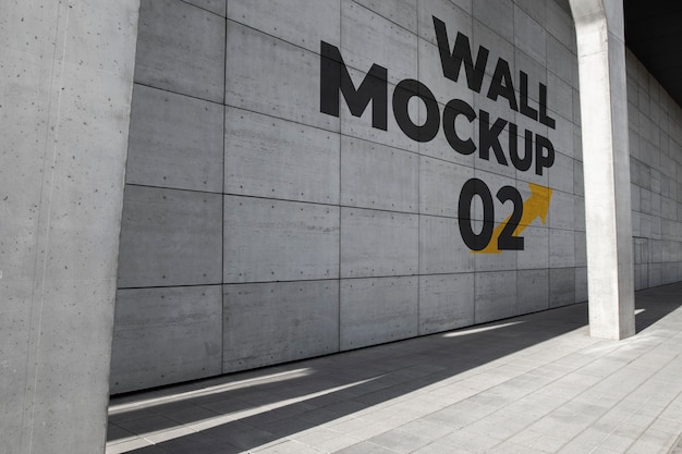 PSD concrete block textured wall mockup