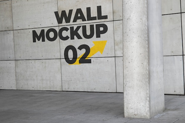 PSD concrete block textured wall mockup